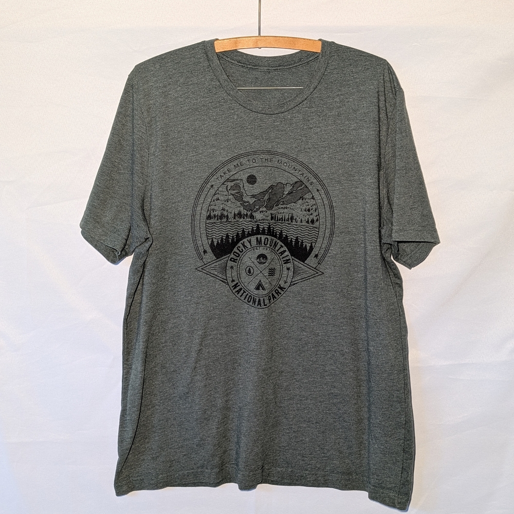 Gray Short Sleeve Tee with Mountain Graphic